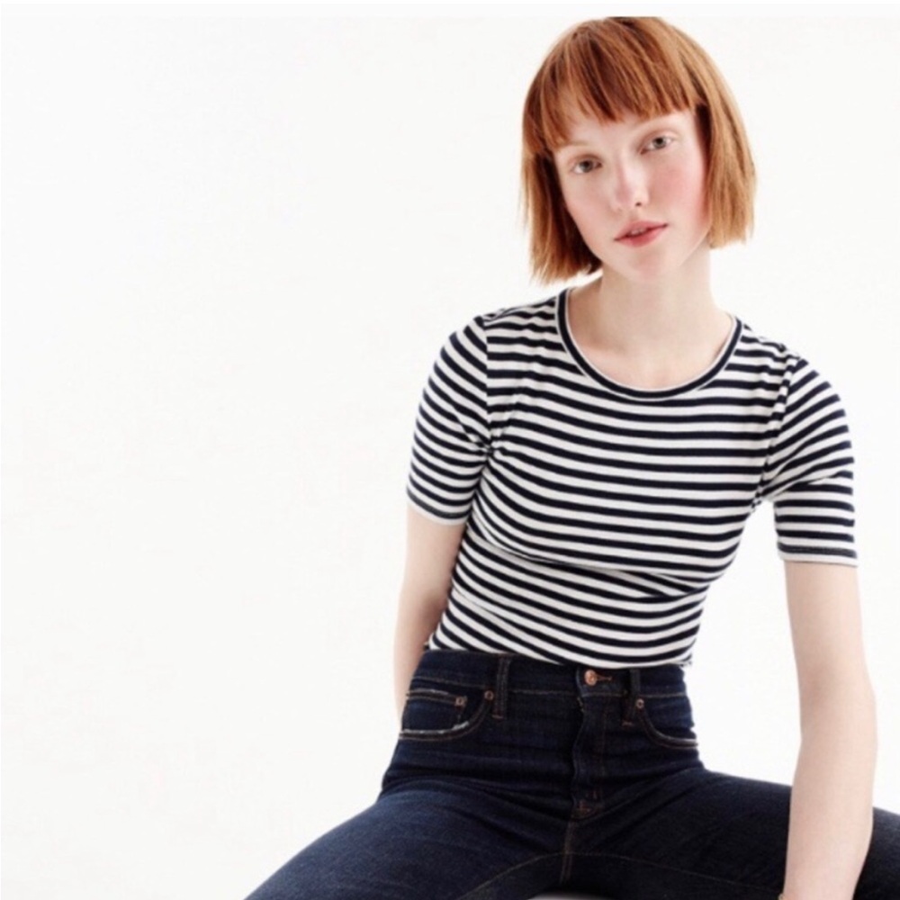 J Crew perfect fit t shirt navy white stripe size S